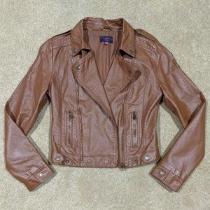 neu look Brown Faux Leather Cropped Jacket